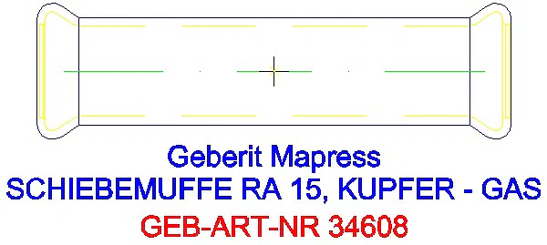 GE Mapress Kupfer Schiebemuffe Gas d15_34608_G