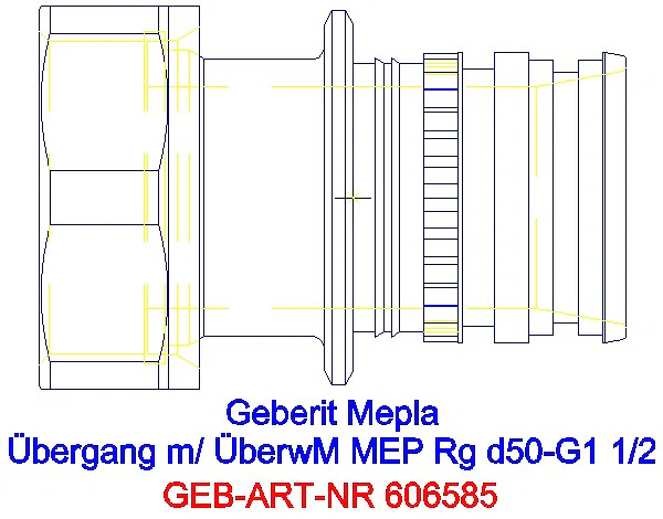 GE Mepla Übergang mit Überwurfmutter Rg d50-G1 1/2_606.585.00.5_G