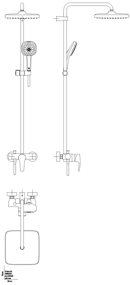 GROHE Duschsystem Tempesta 250 Cube 26692_1 Brause-EHM KB T. 250 Cube chrom