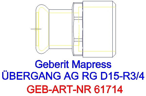 GE Mapress Kupfer Übergang mit AG Rg d15-R3/4_61714_A