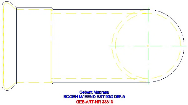 GE Mapress Edelstahl Bogen 90Gr d88,9 mit Einschubende_33310_G