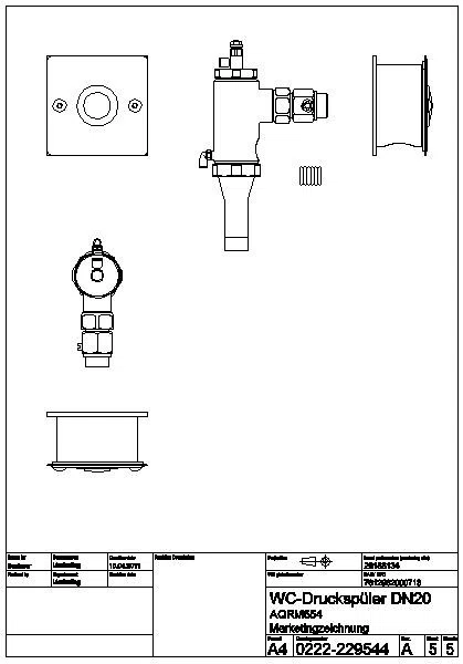 WC-Spüler, AQUALINE, hydr., DN20, Hinterwandmontage, AG I, fernbetätigt, AQRM554C