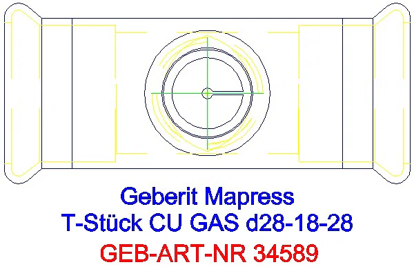 GE Mapress Kupfer T-Stück reduziert (Gas) d28-18-28_34589_G