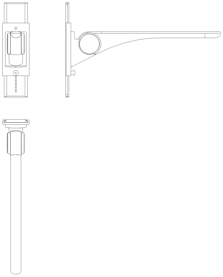 HEWI Stützklappgriff Basic,850 mm mit Höhenverstellung weiß hgl-atm