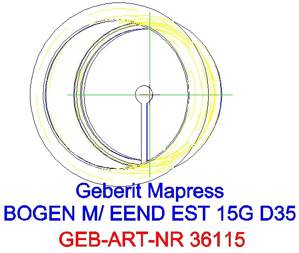 GE Mapress Edelstahl Bogen 15Gr d35 mit Einschubende_36115_G
