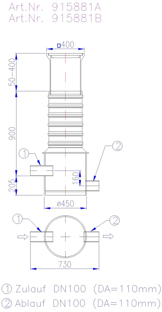 KESSEL-Probenahmeschacht D 450, DN100, Klasse B