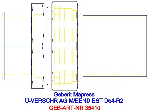 GE Mapress Edelstahl Übergangsverschr. mit AG und Einschubende d54-R2_35410_G