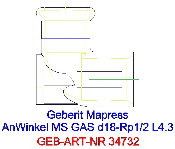 GE Mapress Kupfer Anschlusswinkel 90Gr (Gas) Ms d18-Rp1/2_34732_L