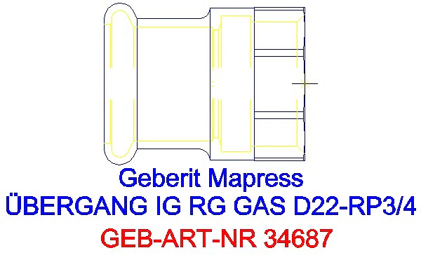 GE Mapress Kupfer Übergang mit IG (Gas) Rg d22-Rp3/4_34687_G