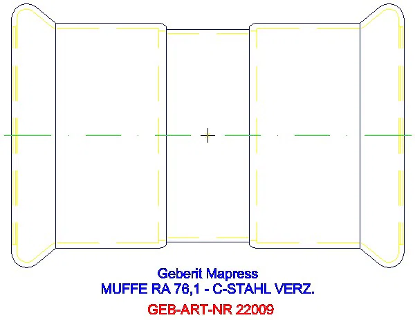 GE Mapress C-Stahl Muffe d76,1 verzinkt_22009_A