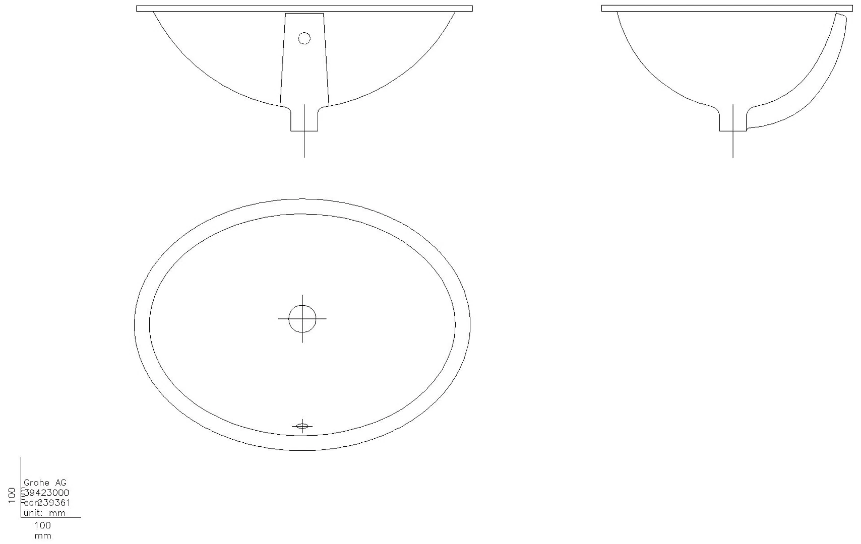 GROHE Einbauwaschtisch Universal 39423 55cm Montage von unten alpinweiß