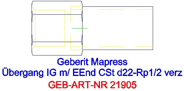 GE Mapress C-Stahl Übergang mit IG und Einschubende d22-Rp1/2 verzinkt_21905_A