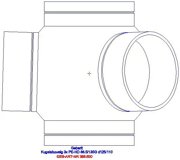 GE PE Kugelabzweig 88,5Gr dreifach Anschlüsse 135Gr versetzt d125/110_368.600.16.1_A