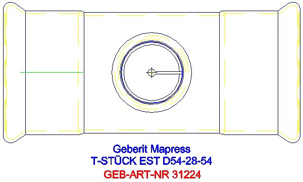 GE Mapress Edelstahl T-Stück reduziert d54-28-54_31224_G
