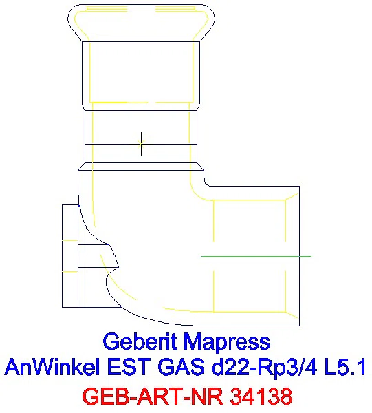GE Mapress Edelstahl Anschlusswinkel 90Gr (Gas) d22-Rp3/4_34138_L