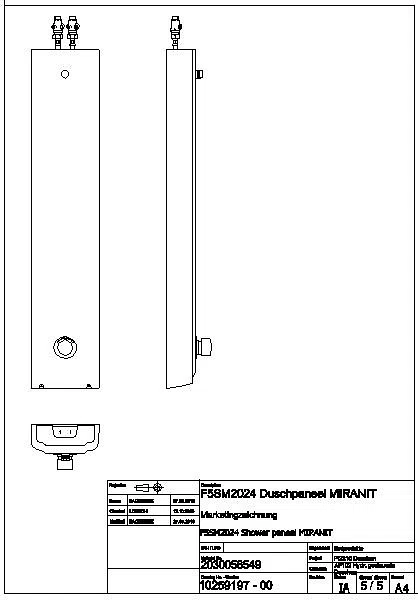 Duschpaneel, F5, hydr., MIRANIT, Mischer, f. Duschkopf, F5SM2024