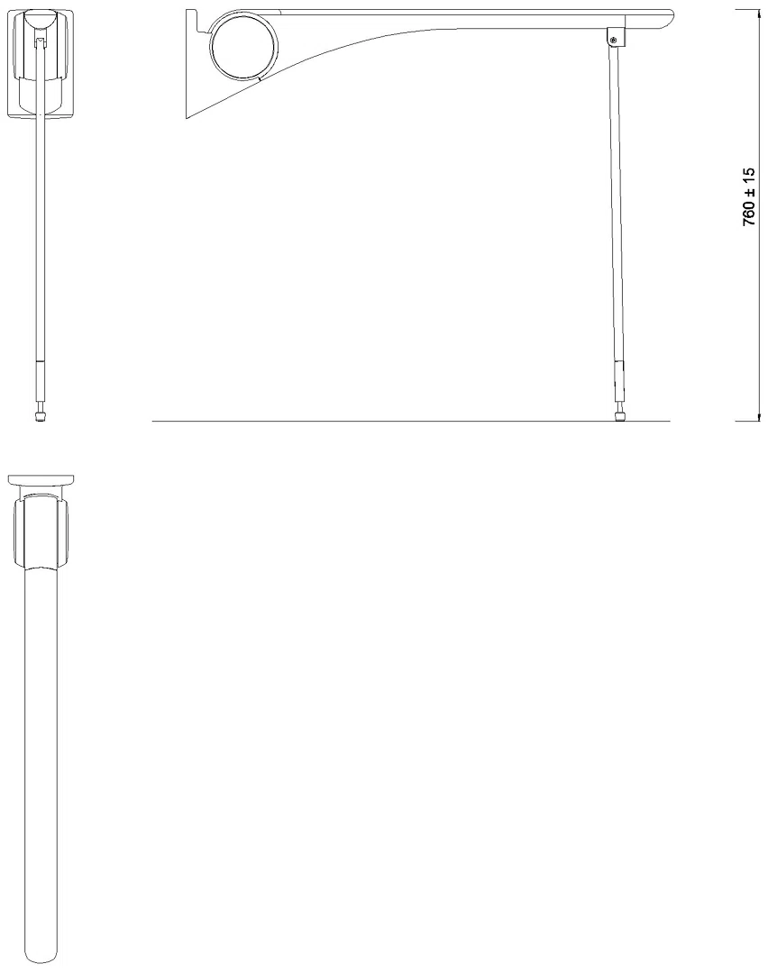 HEWI SK-Griff Basic,900, m.Bodenstütze Montagehöhe h=760mm anthr hgl-wem