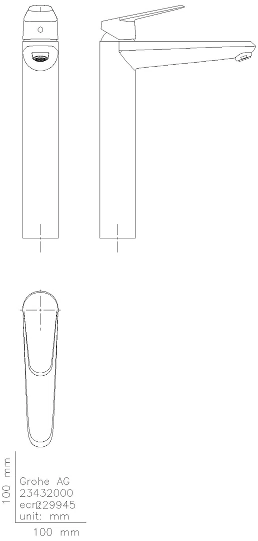 GROHE EH-WT-Batterie Eurodisc C 23432 für freistehende Waschschüsseln chrom
