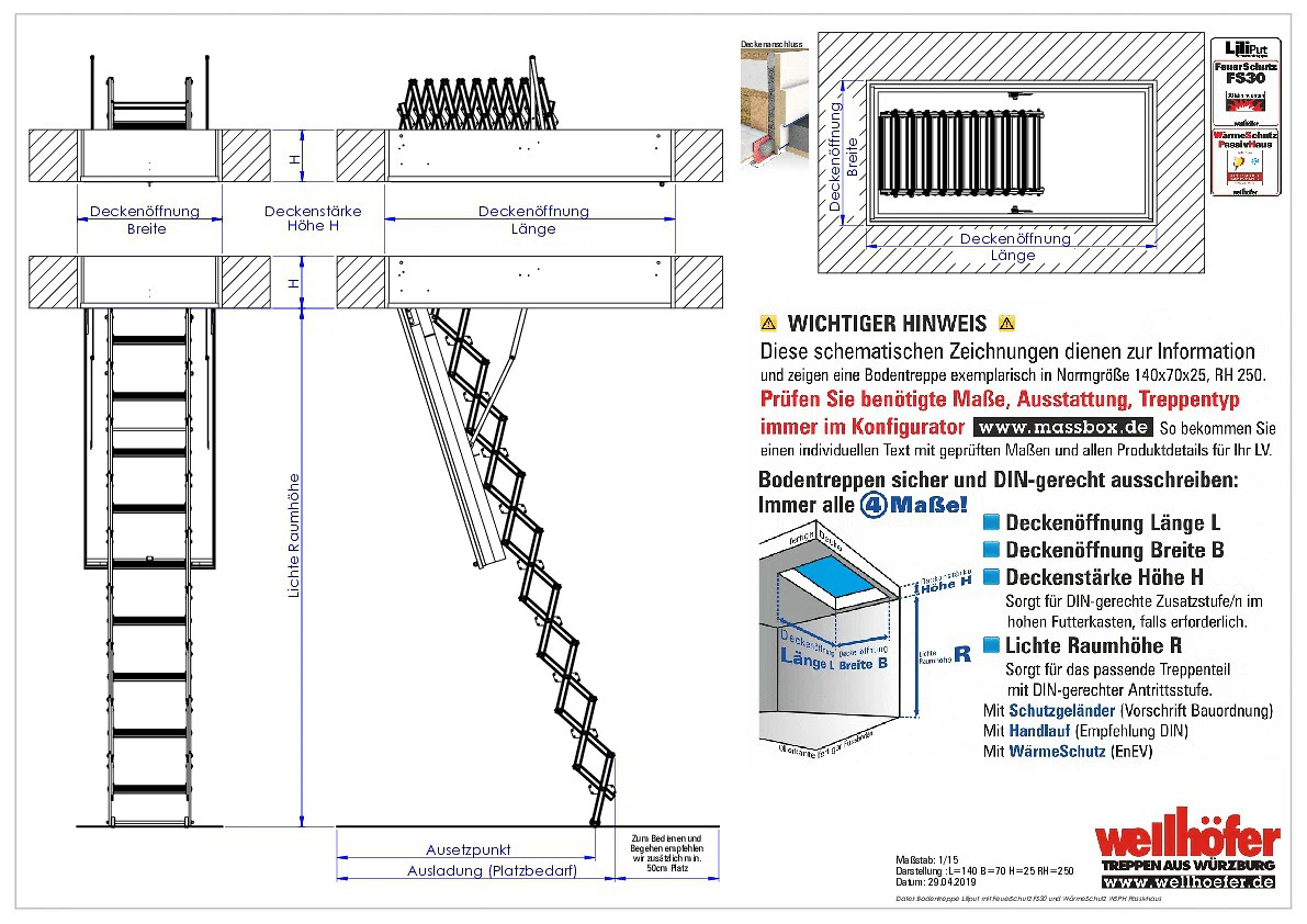 Scherentreppe Liliput mit FeuerSchutz FS30 und WärmeSchutz WSPH Passivhaus