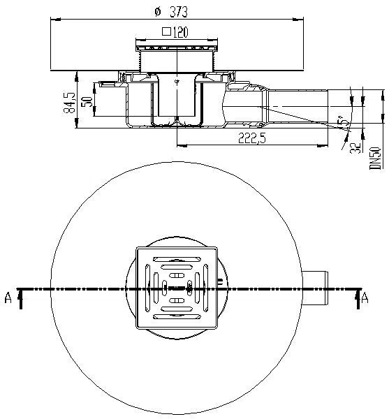 DALLMER Bodenablauf DallDrain Select OM, DN 50, 120 x 120 mm