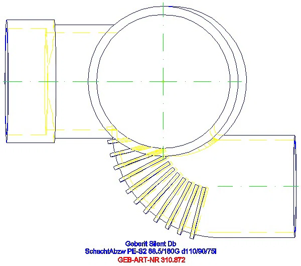 GE Silent-db20 Schachtbogenabzweig 88,5Gr links d110/90/75_310.872.14.1_G