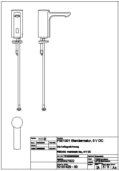 Standventil, F5, elek., o. Mischung, 5l, Batterie, F5EV1001