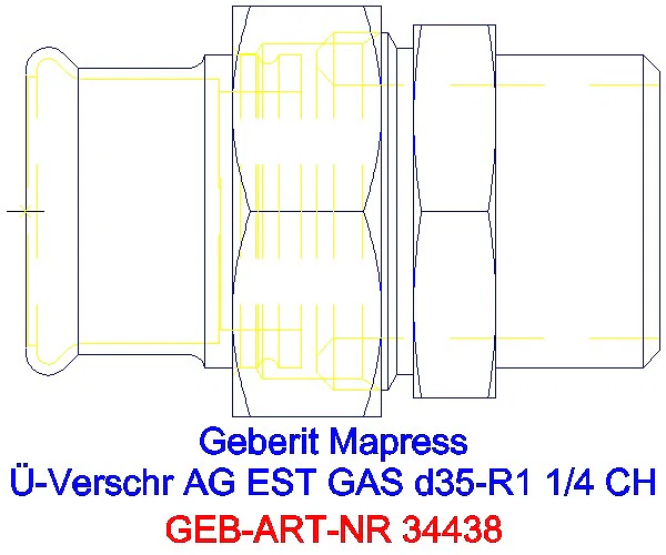 GE Mapress Edelstahl Übergangsverschr. mit AG (Gas) d35-R1 1/4_34438_G