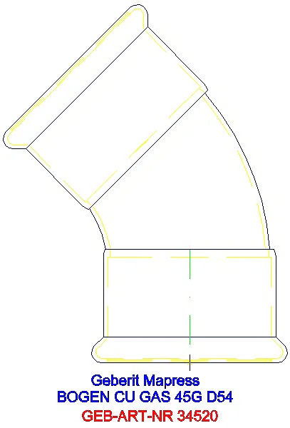 GE Mapress Kupfer Bogen 45Gr (Gas) d54_34520_A