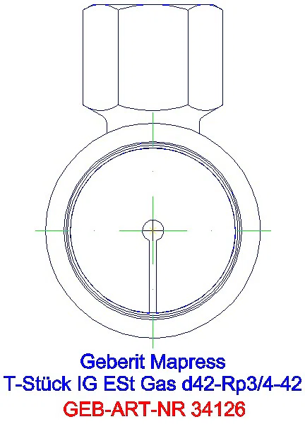 GE Mapress Edelstahl Übergang mit IG (Gas) d42-Rp3/4-42_34126_L