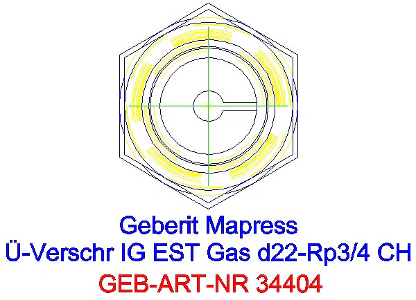 GE Mapress Edelstahl Übergangsverschr. mit IG (Gas) d22-Rp3/4_34404_L