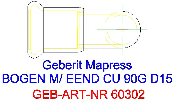GE Mapress Kupfer Bogen 90Gr mit Einschubende d15_60302_G