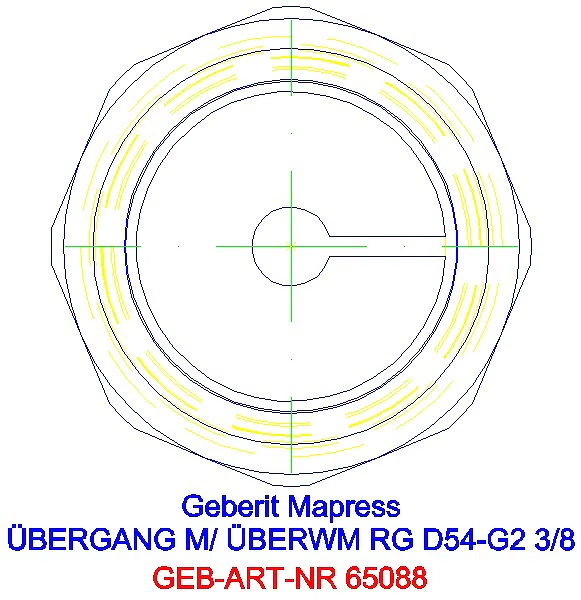 GE Mapress Kupfer Übergang mit Überwurfmutter Rg d54-G2 3/8_65088_L