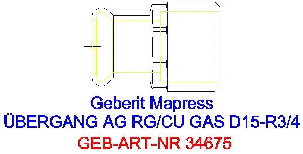 GE Mapress Kupfer Übergang mit AG (Gas) Rg d15-R3/4_34675_A