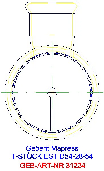 GE Mapress Edelstahl T-Stück reduziert d54-28-54_31224_L