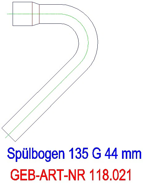 GE Spülbogenverlängerung 135Gr mit Steckmuffe weiß-alpin d44_118.021.11.1_G