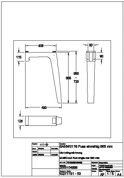 Winkelfuß, FUTURA exklusiv, MIRANIT, 125x665x475 mm, SANW0118