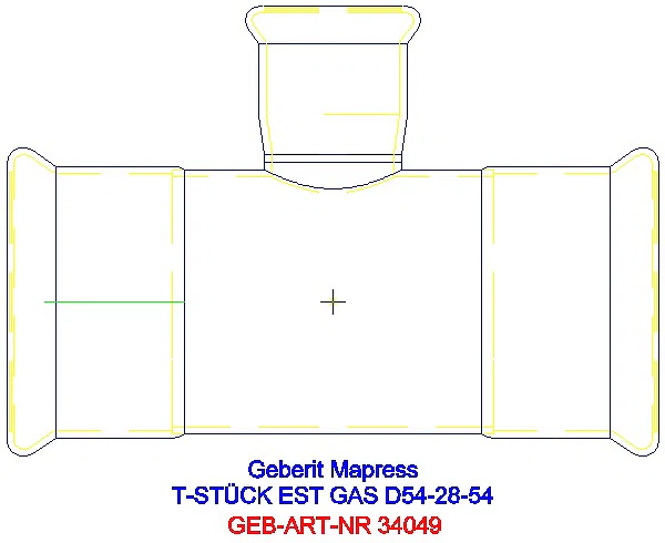 GE Mapress Edelstahl T-Stück reduziert (Gas) d54-28-54_34049_A