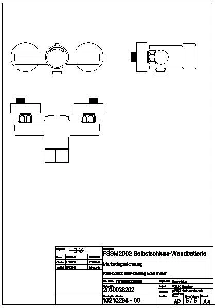 Wandbatterie, F3, hydr., Mischer, Aufputz, für Handbrause, F3SM2002
