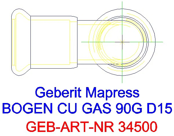 GE Mapress Kupfer Bogen 90Gr (Gas) d15_34500_G