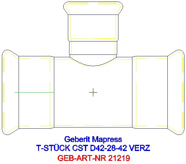 GE Mapress C-Stahl T-Stück reduziert d42-28-42 verzinkt_21219_A
