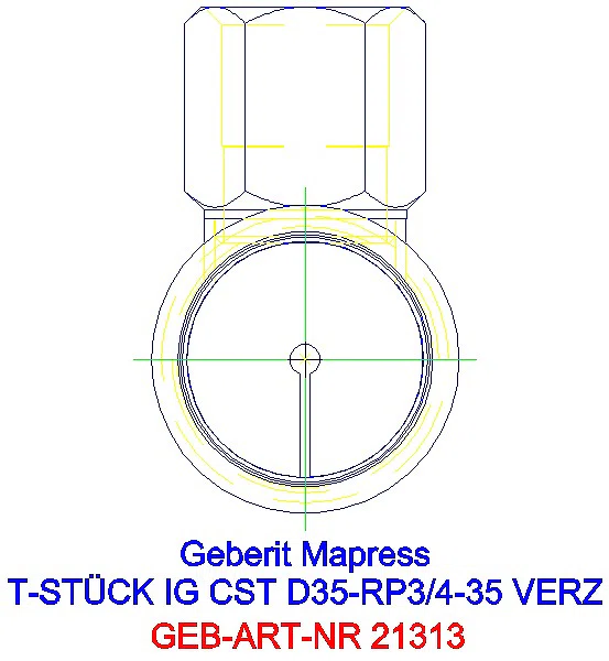 GE Mapress C-Stahl T-Stück mit IG d35-Rp3/4-35 verzinkt_21313_L