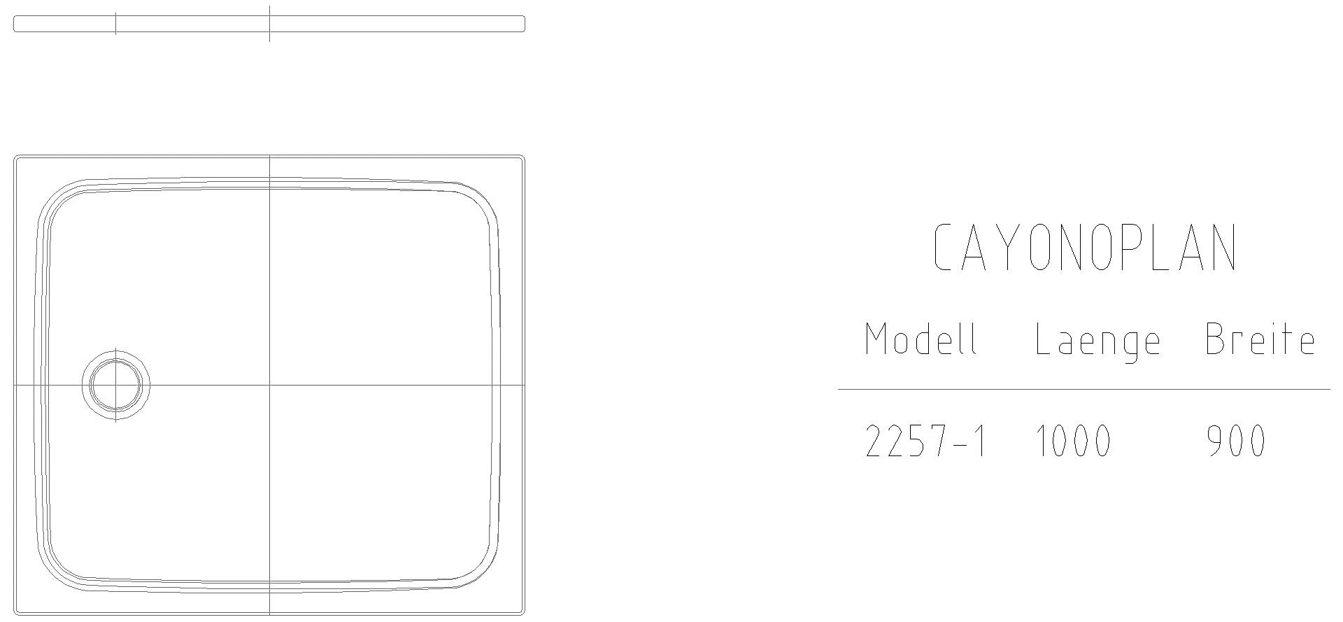 KALDEWEI CAYONOPLAN MIT WANNENTRÄGER EXTRAFLACH Duschfläche, 900x1000x32 mm, Modell-Nr: 2257-5