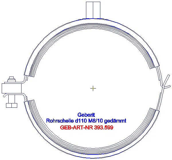 GE Rohrschelle d110 gedämmt mit Gewindemuffe M8 / M10_393.599.26.1_A