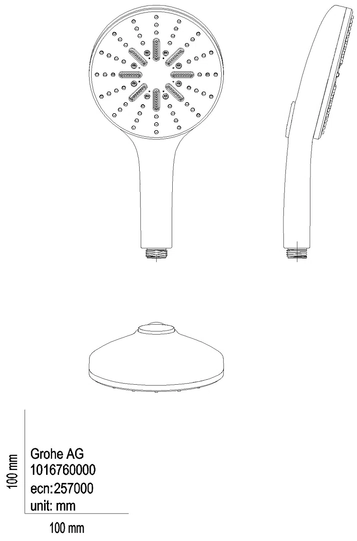 GROHE Handbrause Rainshower Aqua 101676 3 Strahlarten 8.5 l/min warm sunset gb