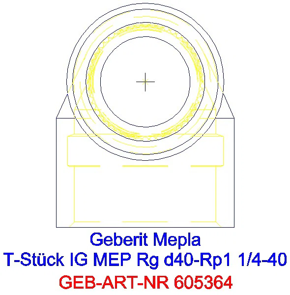 GE Mepla T-Stück mit IG Rg d40-Rp1 1/4-40_605.364.00.5_L