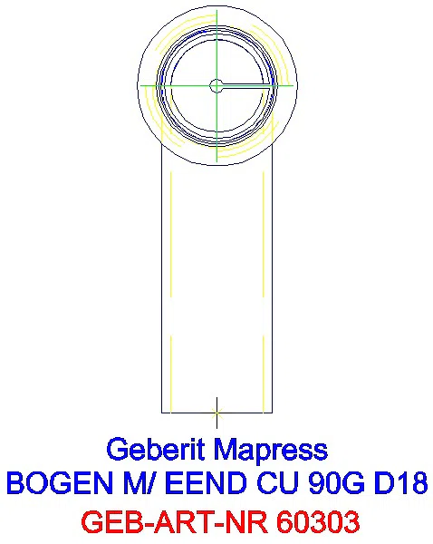 GE Mapress Kupfer Bogen 90Gr mit Einschubende d18_60303_L