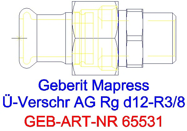 GE Mapress Kupfer Übergangsverschraubung mit AG Rg d12-R3/8_65531_G