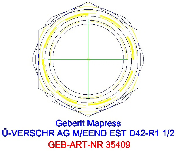 GE Mapress Edelstahl Übergangsverschr. mit AG und Einschubende d42-R1 1/2_35409_L