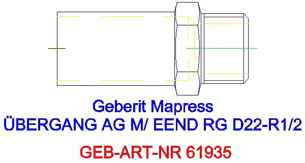 GE Mapress Kupfer Übergang mit AG und Einschubende Rg d22-R1/2_61935_G