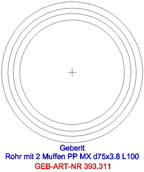 GE Silent-Pro Rohr mit 2 Muffen d75mm L100cm_393.311.14.1_A